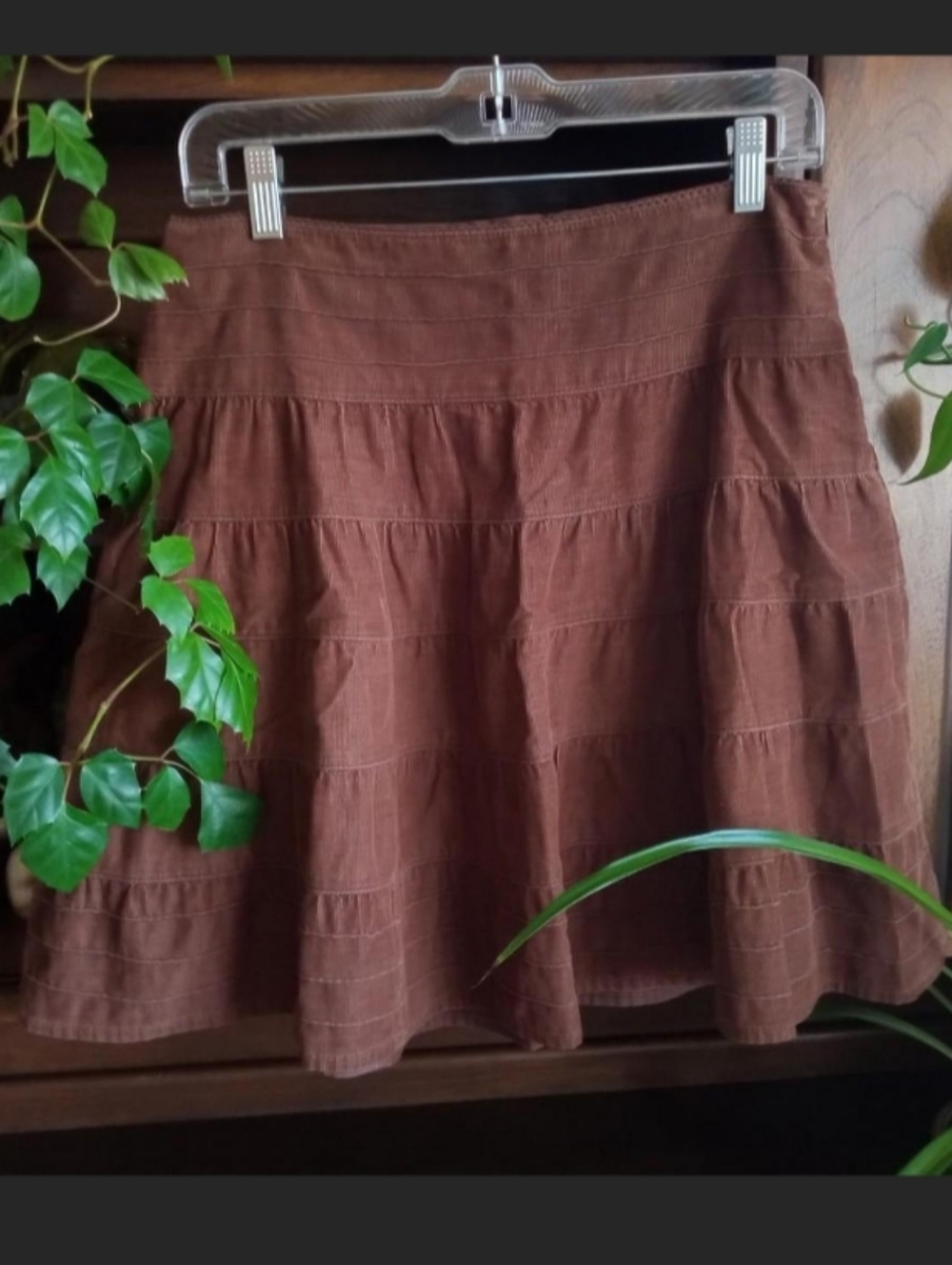 Y2K Brown Corduroy Midi Skirt